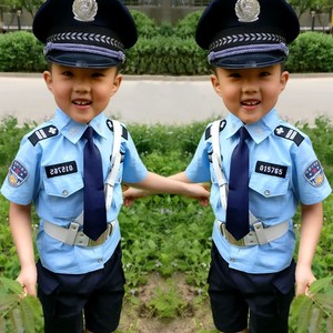 儿童警服警官服警察服扮演衣服套装交通警装演出表演服装夏季纯棉
