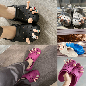 跨境创意仿真脚拇指洞洞鞋配件装饰树脂工艺个性奇趣搞怪拖鞋配件