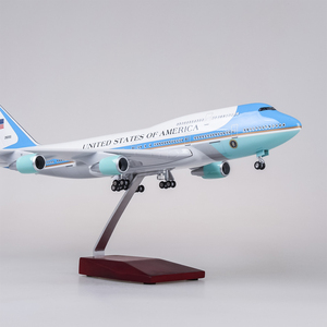 带轮带灯1:150仿真模型空军一号波音747飞机模型成品47cm美国总统