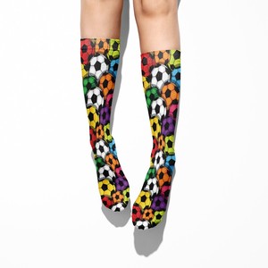 3D个性袜子足球元素印花欧美风街头潮流搭配长袜创意直筒男女袜