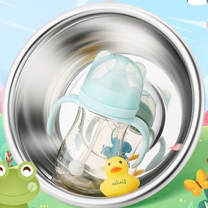 婴儿洗奶瓶专用盆彩色洗菜沥水不锈钢304食品级烫奶瓶盆消毒 729