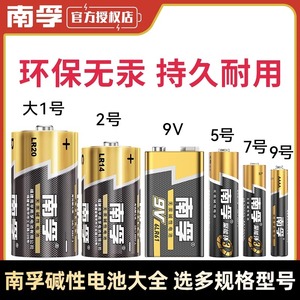 南孚电池大全5号7号1号2号9v碱性南浮七号五号中二号大一号南湖