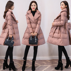小个子冬季新款棉衣女时尚韩版蓬蓬保暖外套中长款西装领棉袄显瘦