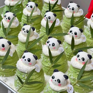 熊猫造型棉花糖果烘焙蛋糕装饰网红可爱卡通小熊猫头软糖独立包装