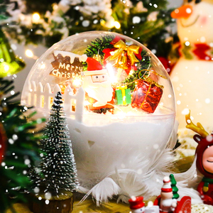 圣诞节蛋糕装饰插件 水晶慕斯球圣诞老人草圈梦幻许愿球烘焙摆件