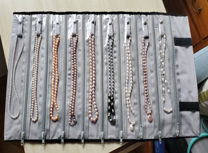 珍珠项链收纳袋挂件卷包耳环格子分隔绒布包透明手镯链子戒指牌子