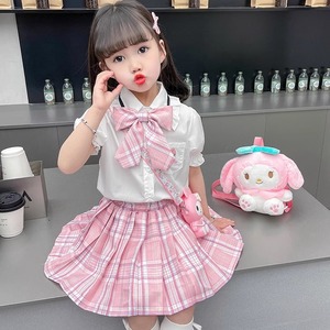 韩系女童夏装格子酷库米裙子高级感连衣裙小女孩洋气JK套装库洛米