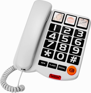 有线电话机大按键大音量兼容助听器可调节一键求救储存记忆功能