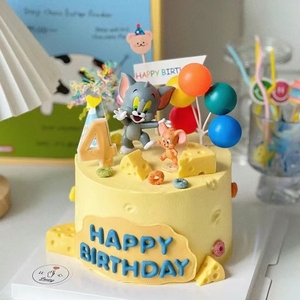 猫和老鼠生日蛋糕摆件手办经典卡通公仔老鼠装饰插件周岁汤姆猫