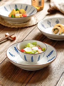 川岛屋日式釉下彩餐具碗碟套装家用新款2023陶瓷米饭碗汤碗菜盘子