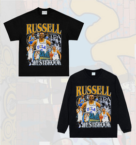 拉塞尔威斯布鲁克Russell Westbrook美式复古宽松纯棉重磅潮流t恤