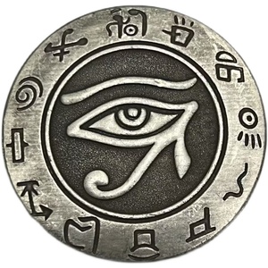 38MM流浪币古埃及天眼黄铜旧银纪念章 铜银币工艺把玩单手硬币