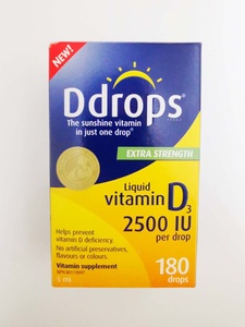 保质期26年加拿大Ddrops 高剂量 2500 IU 液体维生素D VD 180滴