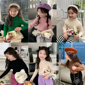 儿童半高领毛衣韩国冬装新男女宝宝兔毛包芯纱中领针织衫内搭上衣