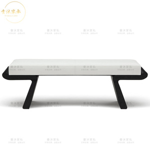 现代简约布艺沙发凳新中式实木卧室床尾凳客厅换鞋凳设计师创意凳