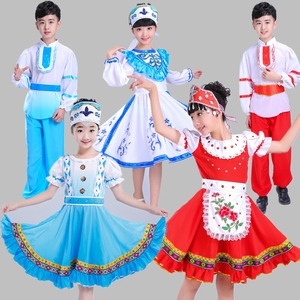 六一儿童俄罗斯民族表演服现代舞演出服装幼儿公主裙舞蹈服男女童