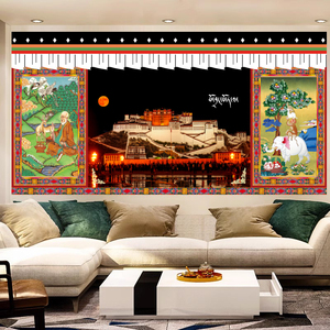 藏式超大挂布布达拉宫藏族背景布客厅背景床头装饰布卧室挂毯挂画