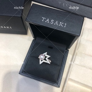 代购TASAKI田崎&塔思琦 彗星18k白金钻石 akoya海水珍珠 戒指