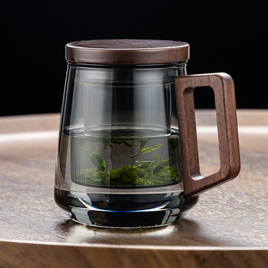 玻璃泡茶杯茶水分离男士办公室茶道喝茶杯子个人专用日式高档水杯