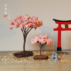 仿真樱花树摆件樱花桌面造景手办盲盒日本料理寿司店装饰日式摆设