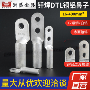 DTLQ钎焊铜铝鼻子单孔/双孔16/25/35/50/70接线端子电缆接头线耳