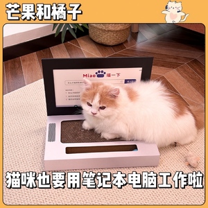 大号猫抓板 折叠笔记本小猫猫电脑造型猫咪玩具磨爪器可做猫窝