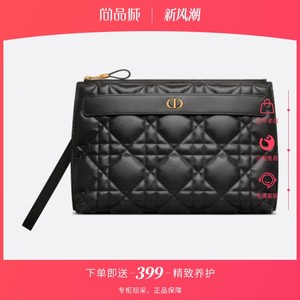 Dior/迪奥2023新款女包黑色小羊皮标志性CD手拿包精致百搭