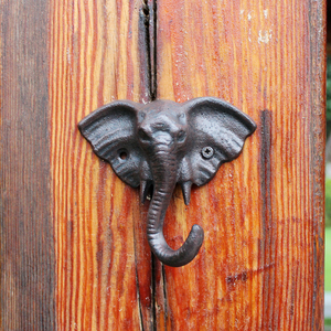 美式创意动物大象装饰挂钩墙面壁挂玄关收纳复古钥匙架个性衣帽钩