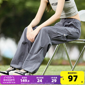 唐狮春夏新款美式工装裤女宽松直筒户外机能风设计感阔腿休闲长裤