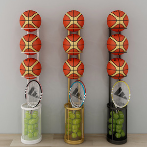 篮球收纳架家用客厅靠墙球类收纳框运动球拍存放置物架省空间神器