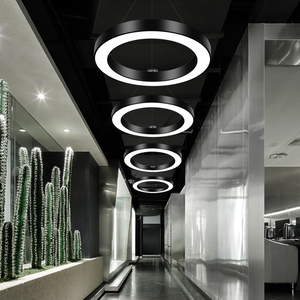 定制圆形圆环吊灯led现代简约酒店大堂工业风圆圈工程环形灯具
