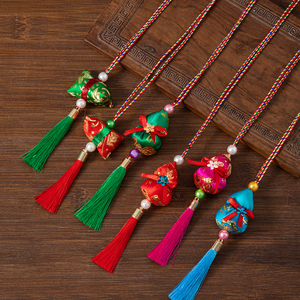 端午平安粽子香包香囊挂脖 彩绳带流苏葫芦香草精致儿童活动礼物