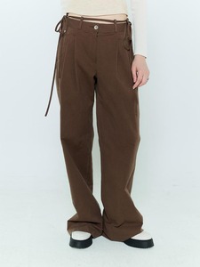LARTIGENT 23秋季新款细绳腰带宽松休闲直筒裤韩国设计师品牌
