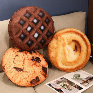 3D仿真饼干抱枕毛绒玩具创意食物奶油夹心奥利奥靠垫午睡枕头道具