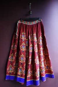 尼泊尔民族风印度吉普赛波西米亚手工刺绣重工抽绳 超大摆半身裙