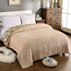 冬季床盖绒 法兰绒 双面绗缝被盖毯子一面绒一面棉两面用炕垫单件