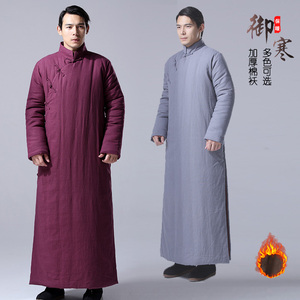 中式男装棉袄长款棉服唐装老九门中国风棉袍加厚保暖棉衣外套冬季