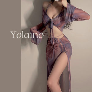 Yolaine 泳衣女分体长裙修身显瘦四件套保守遮肚比基尼性感女神风