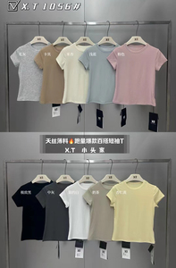 XT1056夏季新款韩版纯色简约天丝柔软打底女圆领修身百搭上衣T恤