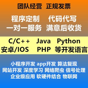 程序定制软件python开发java代码C++嵌入式C小程序安卓app网页php