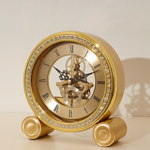 欧式轻奢黄铜座钟摆钟座钟时尚创意个性客厅台式钟静音摆件坐钟表