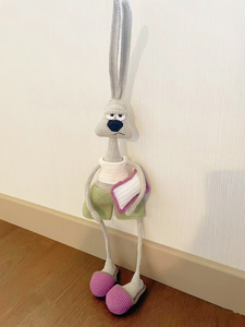 起床气兔子长耳兔手工diy编织毛线卡通自制织摆件玩偶材料包