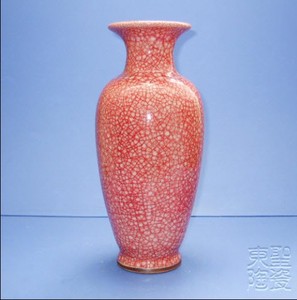 钧瓷观音瓶红纹片釉花瓶仿古陶瓷家居客厅装饰摆件插花瓶子