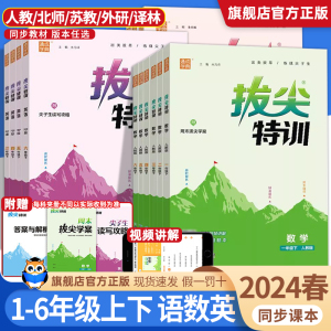 2024拔尖特训一二三四五六年级下册上册语文数学英语人教版北师大苏教版小学教材同步训练课堂笔记作业本练习册一课一练学霸必刷题