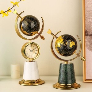 现代简约地球仪钟表摆件客厅玄关酒柜办公室书房书柜装饰品摆件