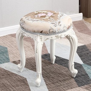 欧式实木现代简约卧室实木梳妆凳轻奢欧式餐桌椅凳梳妆凳子