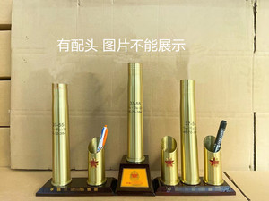 37炮模型纯铜笔筒弹壳工艺品纯铜笔筒摆件木质旋转底座家居收藏