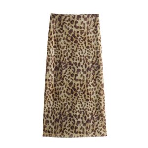 OSHOON女装欧美夏季新款动物纹印花绢网直筒半身裙5039472