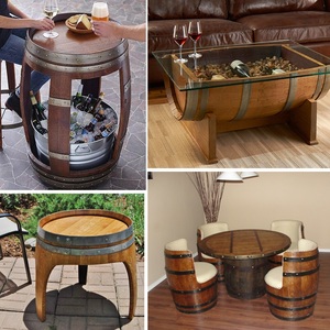 橡木桶茶几酒桶桌椅圆形桌面品酒桌改装茶几小餐桌创意木桶桌定做