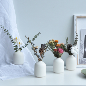ins风陶瓷花瓶干花装饰花束客厅卧室摆设菠萝菊尤加利永生花摆件